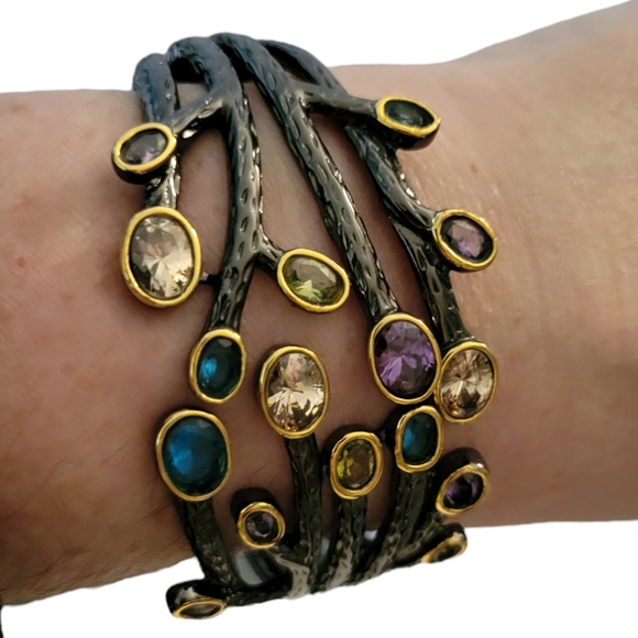 Gunmetal Multicolored Crystals Hinged - Picture 2 of 6